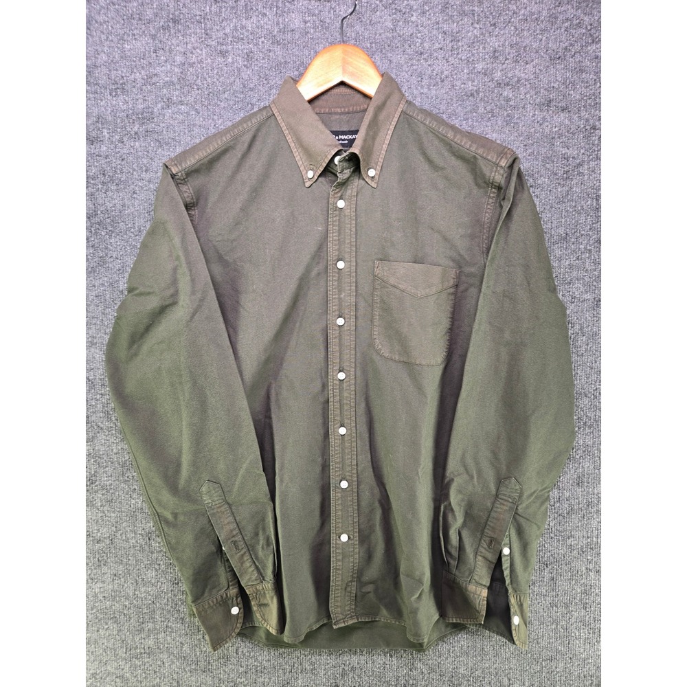 Spier & Mackay Slim Fit Button Down Shirt Mens Large Olive Green Long Sleeve